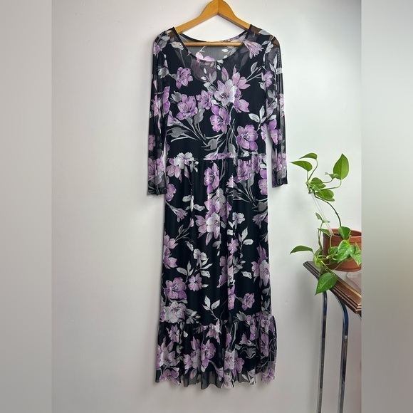 VTG Y2K Bee fabric Romantic Conneted Apparel Floral Purple Lace Maxi Flare 12 - Picture 1 of 11
